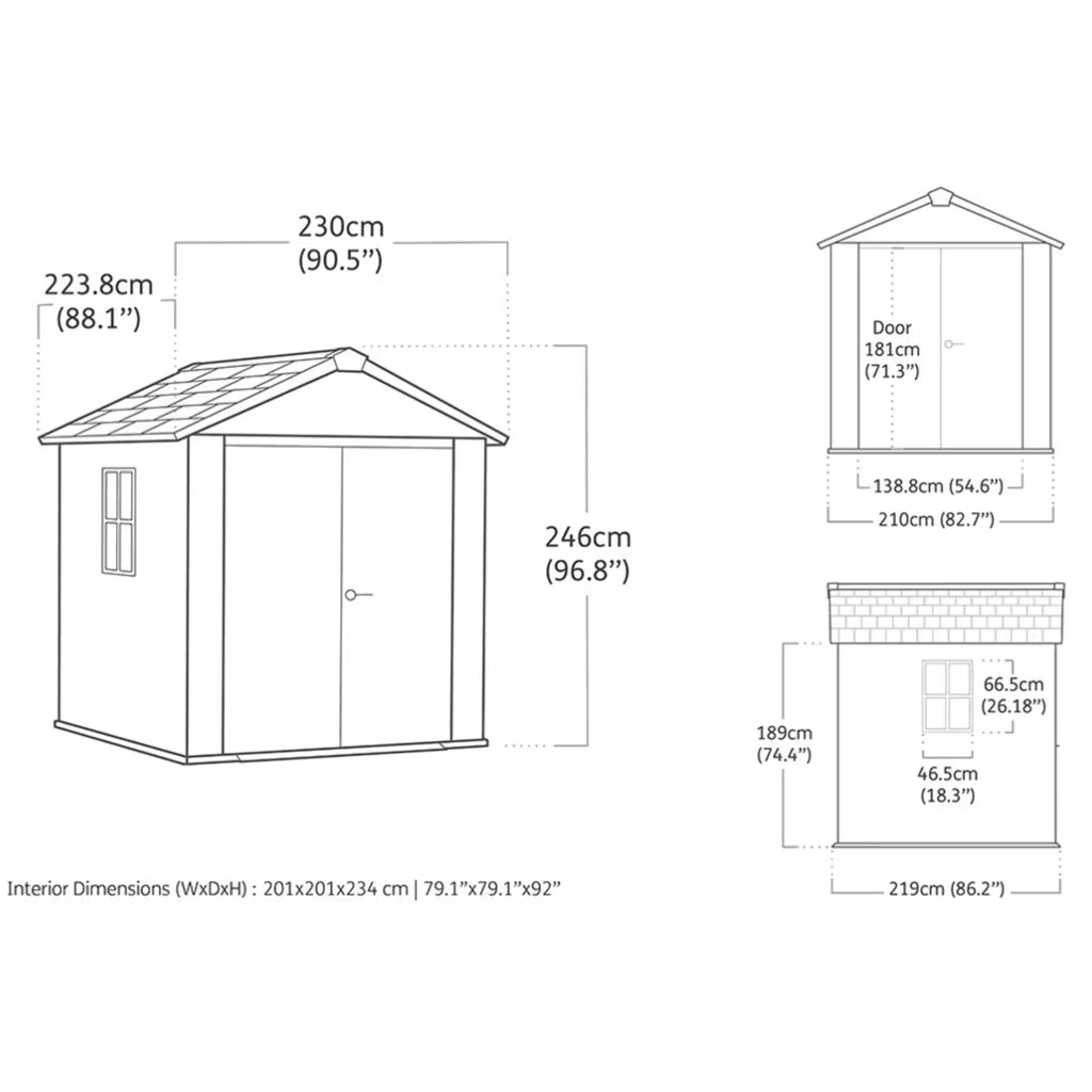 Keter Newton Plus 7×7,5 — Gartenhaus, Grau